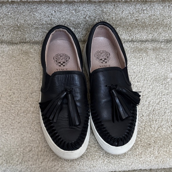 Vince Camuto Shoes - Vince Camuto Black Leather Loafers with Tassels
